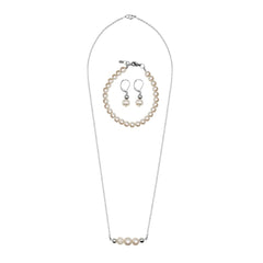 Set de Perlas de Río con Collar, Pulsera y Aretes Conjunto de Joyeria para Mujer Set de Perlas de Río con Collar, Pulsera y Aretes Conjunto de Joyeria para Mujer