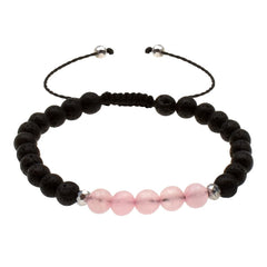 Pulsera de Cuarzo Rosa con Piedras Volcanicas Libela Pulsera de Cuarzo Rosa con Piedras Volcanicas Libela