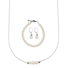 Set de Perlas de Río con Collar, Pulsera y Aretes Conjunto de Joyeria para Mujer Set de Perlas de Río con Collar, Pulsera y Aretes Conjunto de Joyeria para Mujer