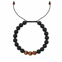 Libela Pulsera de Piedras Volcánicas con Ojo de Tigre Piedras Naturales, Brazalete para Hombre y Mujer en Hilo Encerado y Cierre con Nudo Corredizo Ajustable Libela Pulsera de Piedras Volcánicas con Ojo de Tigre Piedras Naturales, Brazalete para Hombre y Mujer en Hilo Encerado y Cierre con Nudo Corredizo Ajustable