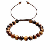 Libela Pulsera de Ojo de Tigre Natural 8 mm para Hombre y Mujer - Joyería Artesanal Ajustable, Hecha a Mano