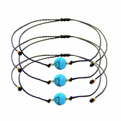 Libela Set de 3 Pulseras Libela Turquesa en Hilo Encerado Ajustable Libela Set de 3 Pulseras Libela Turquesa en Hilo Encerado Ajustable