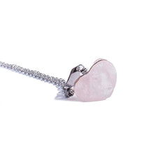 Collar De Cuarzo Rosa Coraz—n, Piedras Naturales y Cadena de Acero Inoxidable Collar De Cuarzo Rosa Coraz—n, Piedras Naturales y Cadena de Acero Inoxidable