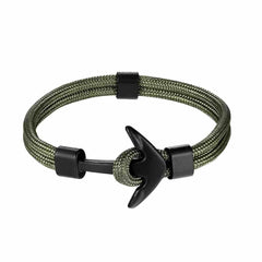 Libela Pulsera de Ancla Para Hombre en Cordon Color Verde Militar Libela Pulsera de Ancla Para Hombre en Cordon Color Verde Militar