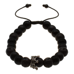 Pulseras de Parejas Rey y Reina Corona, Piedras Howlita Blanca y Ágata Negra Ajustables Pulseras de Parejas Rey y Reina Corona, Piedras Howlita Blanca y Ágata Negra Ajustables