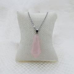 Collar De Cuarzo Rosa Péndulo, Piedras Naturales y Cadena de Acero Inoxidable Collar De Cuarzo Rosa Péndulo, Piedras Naturales y Cadena de Acero Inoxidable