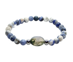 Pulsera de Ágata Musgo y Sodalita Natural para Mujer | Acero Inoxidable | Joyería Artesanal de Cuarzos Pulsera de Ágata Musgo y Sodalita Natural para Mujer | Acero Inoxidable | Joyería Artesanal de Cuarzos