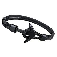 Libela Pulsera de Ancla Para Hombre en Cordon Color Negro Estilo Nautico, Brazalete Hombre, Pulsera Cuerda y Broche de Ancla Libela Pulsera de Ancla Para Hombre en Cordon Color Negro Estilo Nautico, Brazalete Hombre, Pulsera Cuerda y Broche de Ancla