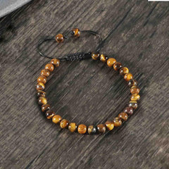 Pulsera Ojo de Tigre Natural para Hombre y Mujer - Joyería Artesanal, Piedras de 6 mm Ajustable Pulsera Ojo de Tigre Natural para Hombre y Mujer - Joyería Artesanal, Piedras de 6 mm Ajustable
