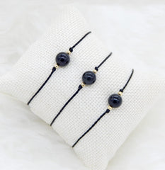Libela Juego de 3 Pulseras Obsidiana Natural en Hilo Encerado Ajustable Libela Juego de 3 Pulseras Obsidiana Natural en Hilo Encerado Ajustable