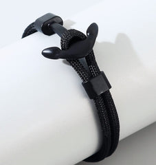 Libela Pulsera de Ancla Para Hombre en Cordon Color Negro Estilo Nautico, Brazalete Hombre, Pulsera Cuerda y Broche de Ancla Libela Pulsera de Ancla Para Hombre en Cordon Color Negro Estilo Nautico, Brazalete Hombre, Pulsera Cuerda y Broche de Ancla