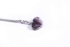 Collar de Cuarzo Amatista Corazon, Piedras Naturales y Cadena de Acero Inoxidable Collar de Cuarzo Amatista Corazon, Piedras Naturales y Cadena de Acero Inoxidable
