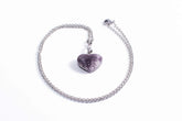 Collar de Cuarzo Amatista Corazon, Piedras Naturales y Cadena de Acero Inoxidable