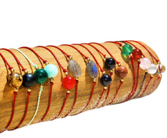 Set de 3 Pulseras Piedras Semipreciosas y Cuarzos - Libela, Pusera de Hilo Rojo Encerado Ajustable, Proteccion Set de 3 Pulseras Piedras Semipreciosas y Cuarzos - Libela, Pusera de Hilo Rojo Encerado Ajustable, Proteccion