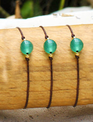 Juego de 3 Pulseras Libela Agata Verde en Hilo Encerado Ajustable Juego de 3 Pulseras Libela Agata Verde en Hilo Encerado Ajustable