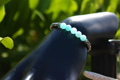 Pulsera Libela de Amazonita y Cristal con Separadores de Chapa de oro Pulsera Libela de Amazonita y Cristal con Separadores de Chapa de oro