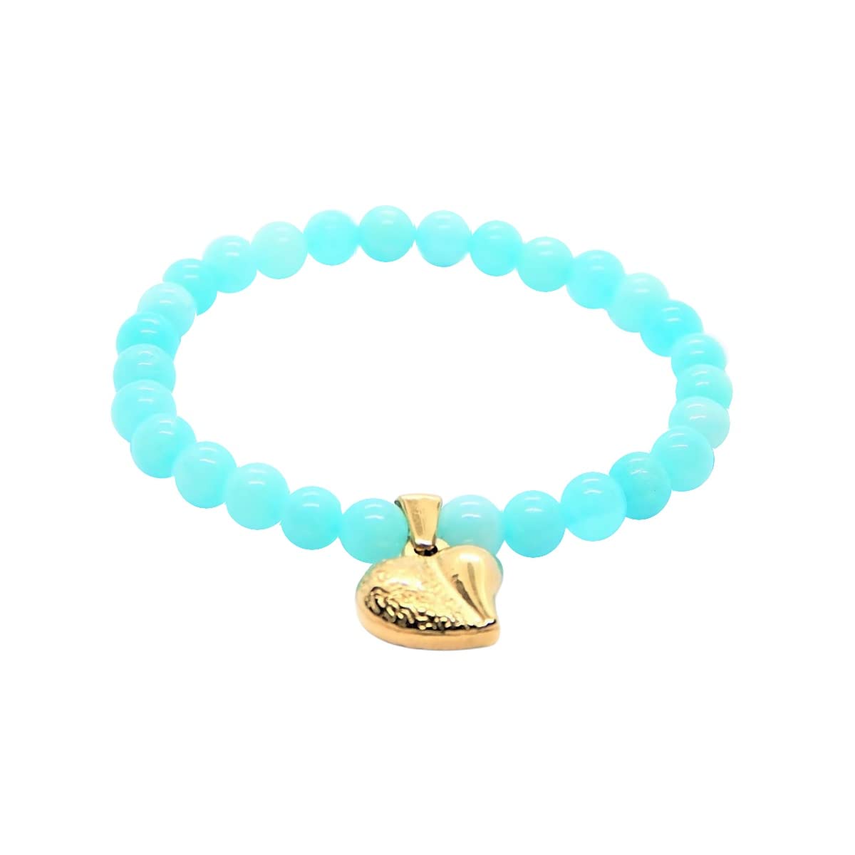 Pulsera de Amazonita Piedras Naturales con Dije de Corazon Acero Inoxidable Libela