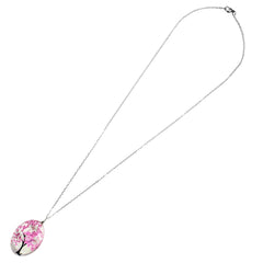 Libela Collar con Dije de Árbol y Flores Naturales en Cristal – Joyería Artesanal con Cadena de Acero Inoxidable para Mujer