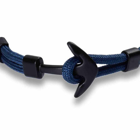 Pulsera de Ancla Para Hombre en Cordón Color Azul Marino