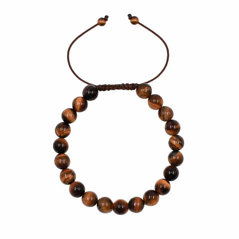 Pulsera de Ojo de Tigre Natural 8 mm para Hombre y Mujer - Joyería Artesanal Ajustable, Hecha a Mano