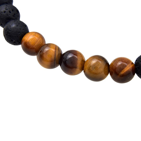 Pulsera de Piedras Volcánicas y Ojo de Tigre 6mm | Ajustable, Hecha a Mano | Joyería Artesanal | Libela Joyería Artesanal