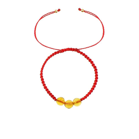 Pulsera Libela de Protección Roja con Ámbar Mediano