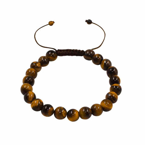 Pulsera de Ojo de Tigre Natural 8 mm para Hombre y Mujer - Joyería Artesanal Ajustable, Hecha a Mano