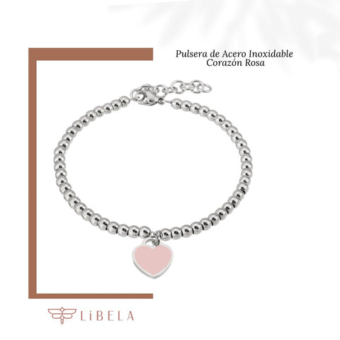 Pulsera de Acero Inoxidable con Dije de Corazón | Amor Infinito | Joyería Hecha a Mano | Regalo Especial