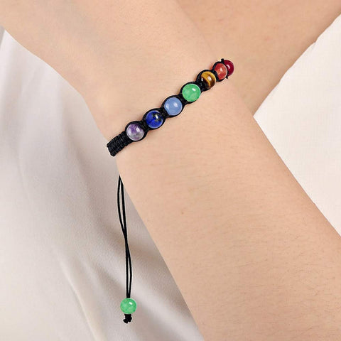 Pulsera de los 7 Chakras con Piedras Semipreciosas 6mm en Hilo Ajustable