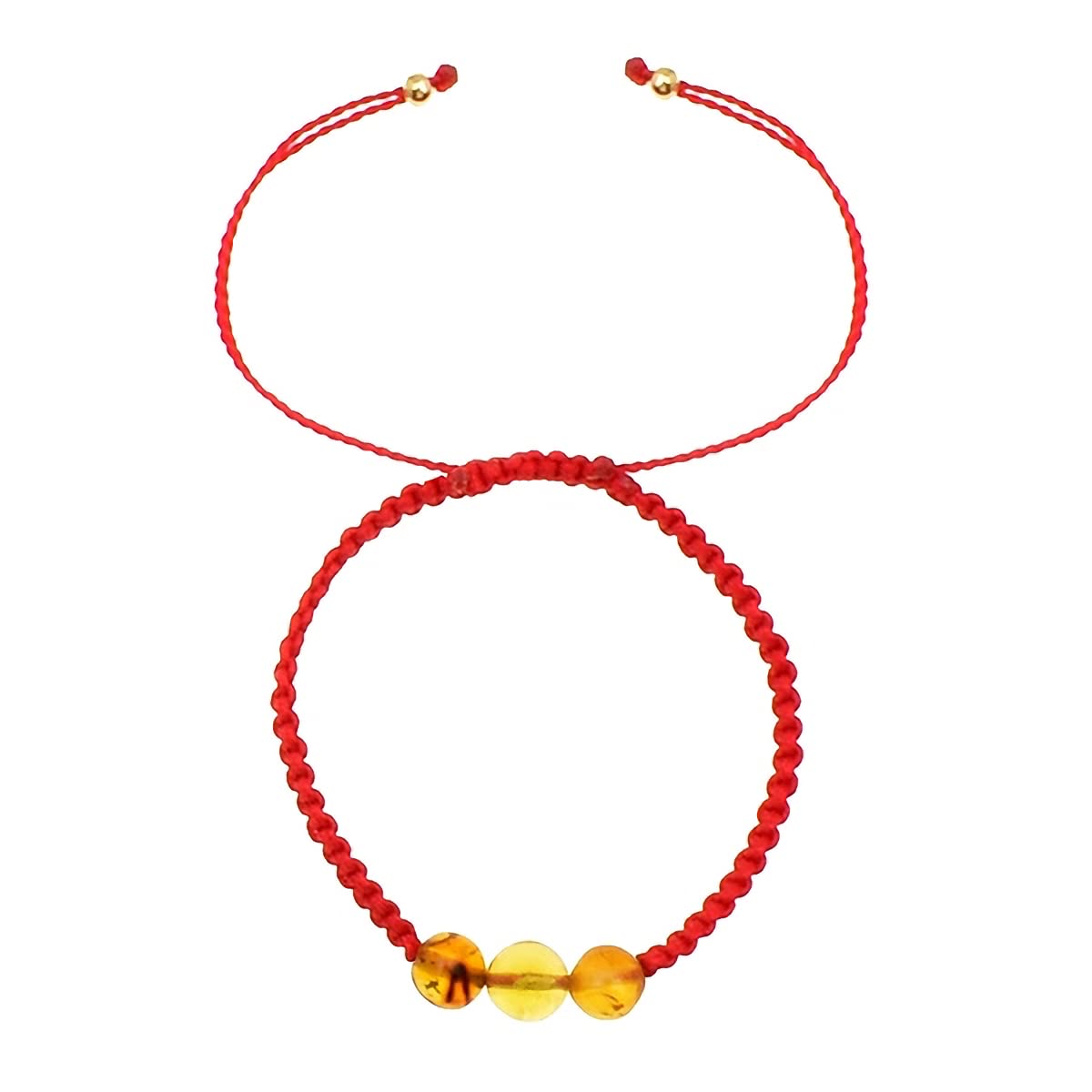 Pulsera Libela de Proteccion Roja con Ambar Talla Grande