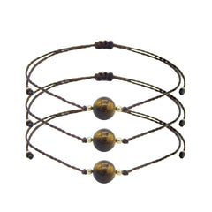 Libela Set de 3 Pulseras de Ojo de Tigre – Joyería Artesanal en Hilo Encerado Ajustable para Hombre y Mujer