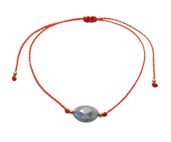 Juego de 3 Pulseras Libela Labradorita Piedra Natural en Hilo Encerado Ajustable