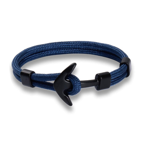 Pulsera de Ancla Para Hombre en Cordón Color Azul Marino