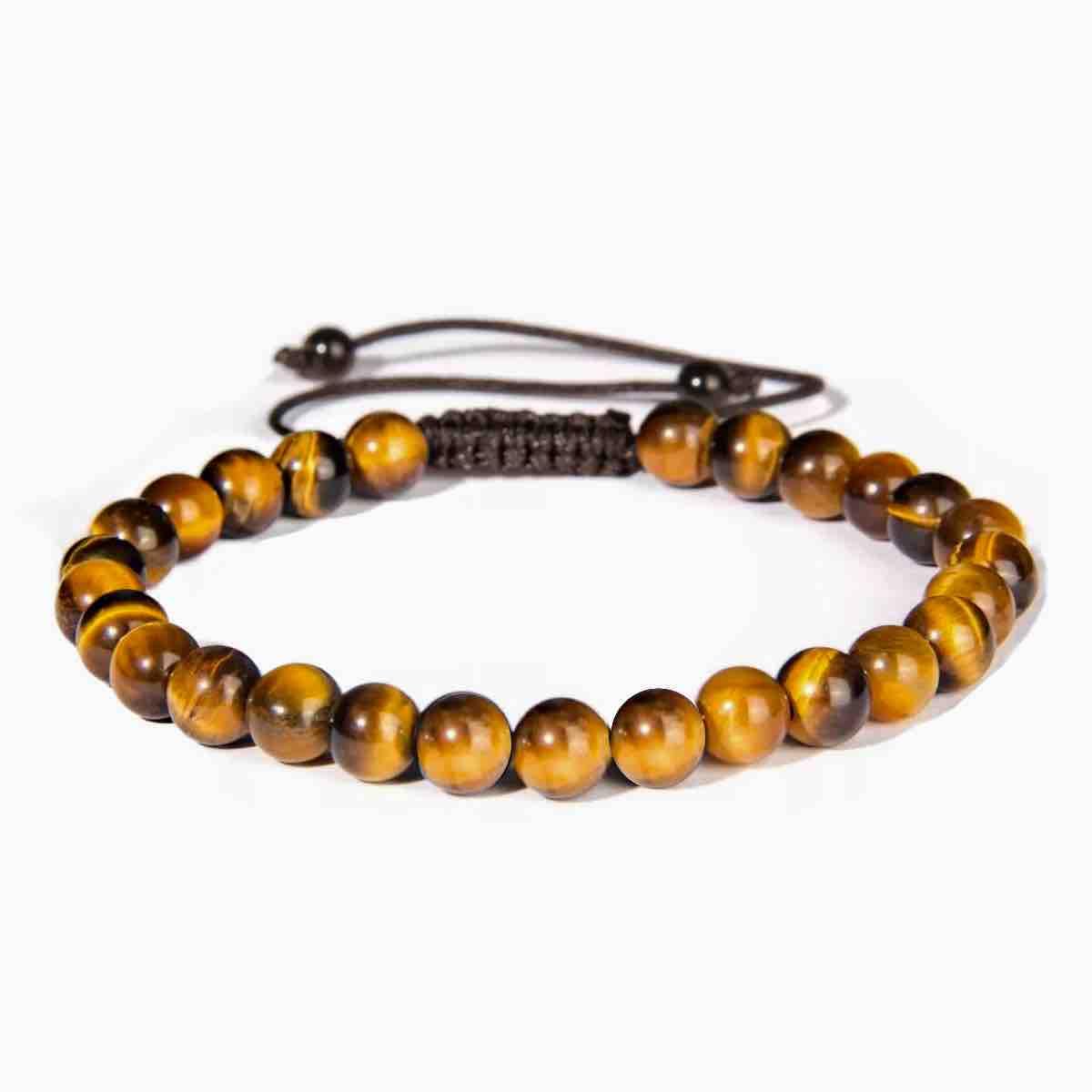 Pulsera Ojo de Tigre Natural para Hombre y Mujer - Joyería Artesanal, Piedras de 6 mm Ajustable