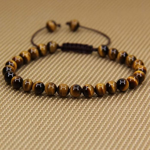 Pulsera Ojo de Tigre Natural para Hombre y Mujer - Joyería Artesanal, Piedras de 6 mm Ajustable