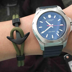 Libela Pulsera de Ancla Para Hombre en Cordon Color Verde Militar