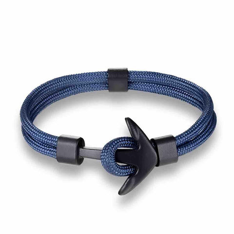 Pulsera de Ancla Para Hombre en Cordón Color Azul Marino