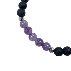 Libela Pulsera de Amatista y Piedras Volcánicas – Joyería Artesanal en Hilo Ajustable para Mujer y Hombre