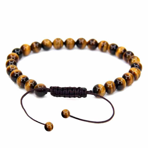 Pulsera Ojo de Tigre Natural para Hombre y Mujer - Joyería Artesanal, Piedras de 6 mm Ajustable