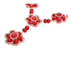 Libela Set de Joyeria Para Mujer, Collar, Pulsera y Aretes en Chaquiras Rojas Hecho a Mano, Conjunto en Acero Inoxidable
