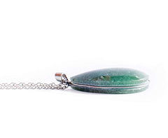 Collar De Jadeita Verde Gota, Piedras Naturales y Cadena de Acero Inoxidable