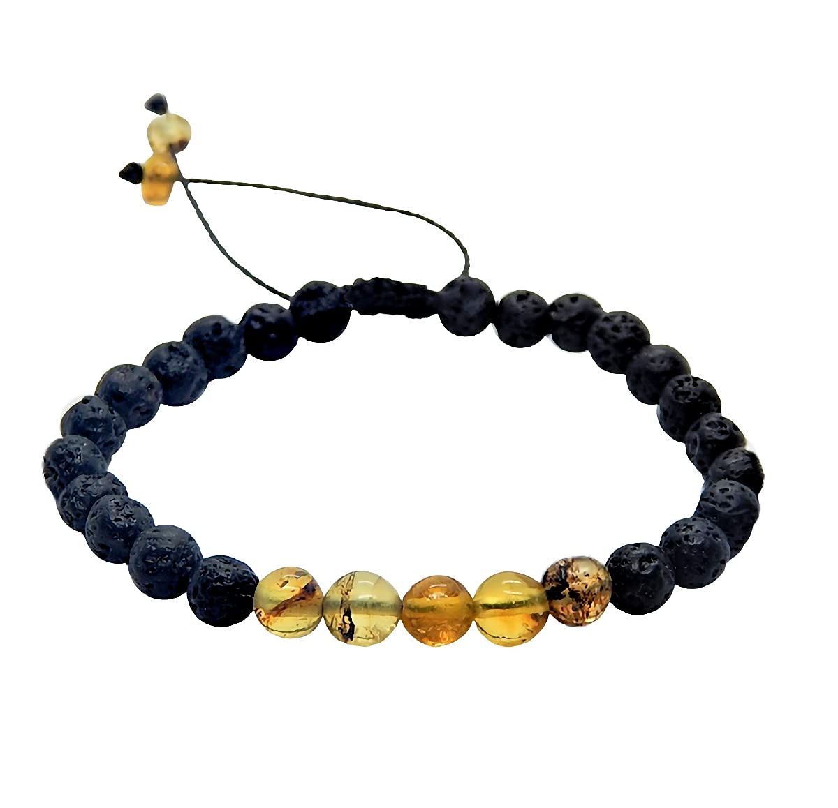 Pulsera de Ambar y Piedras Volcanicas Libela