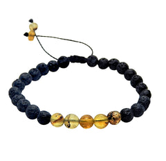 Pulsera de Ambar y Piedras Volcanicas Libela