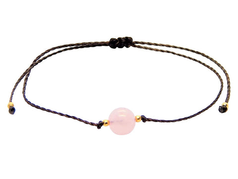 Juego de 3 Pulseras Libela Cuarzo Rosa en Hilo Encerado Ajustable