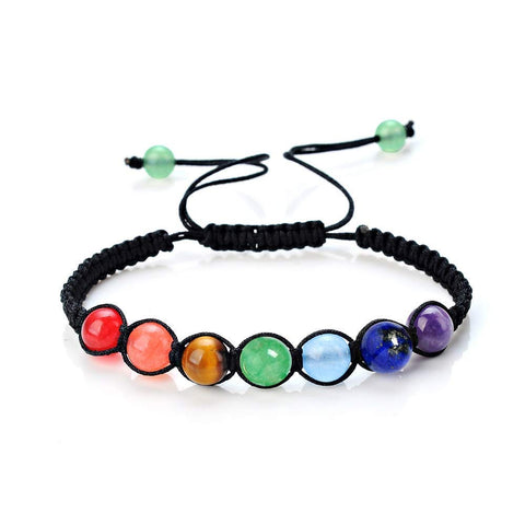 Pulsera de los 7 Chakras con Piedras Semipreciosas 6mm en Hilo Ajustable