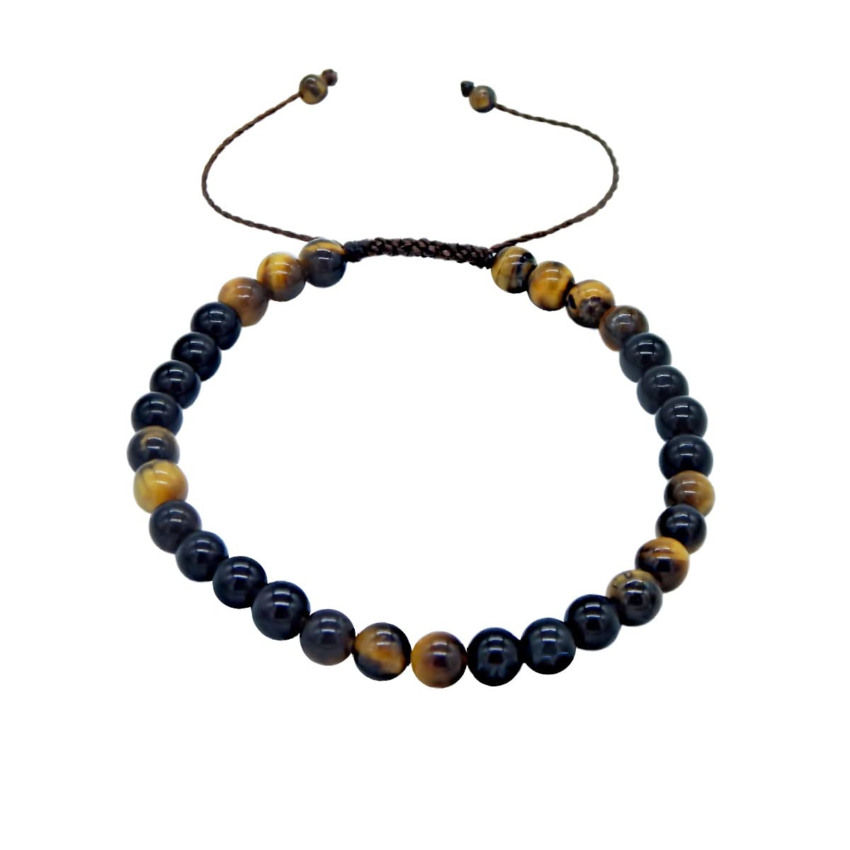 Libela Pulsera Ojo de Tigre y Obsidiana Piedras Naturales en Hilo Ajustable, Brazalete Para Hombre y Mujer