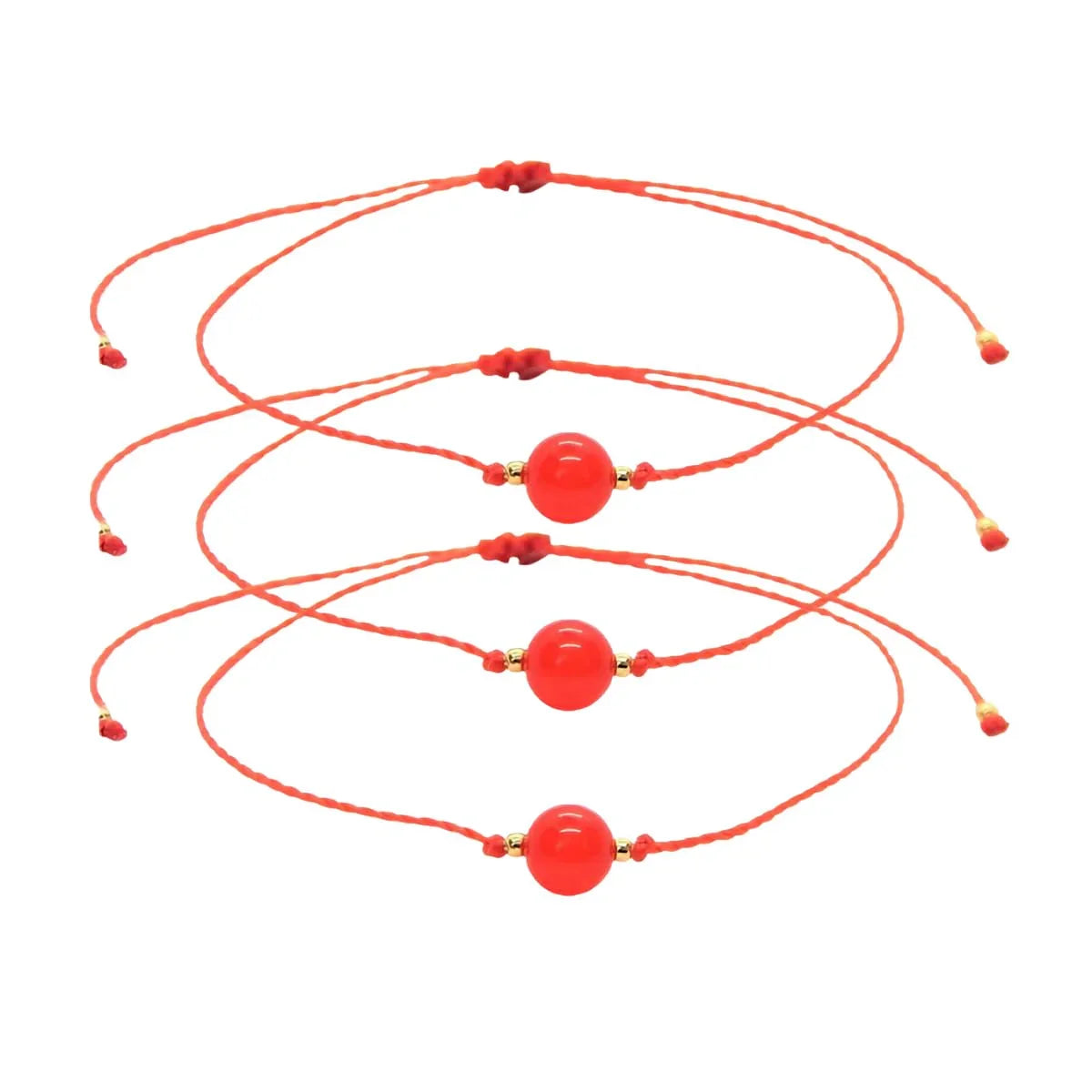 Libela Set de 3 Pulseras de Ágata Roja – Joyería Artesanal en Hilo Encerado Ajustable para Hombre y Mujer