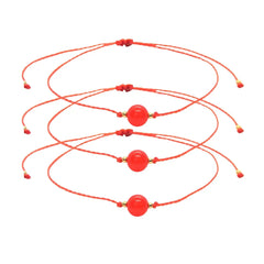 Libela Set de 3 Pulseras de Ágata Roja – Joyería Artesanal en Hilo Encerado Ajustable para Hombre y Mujer