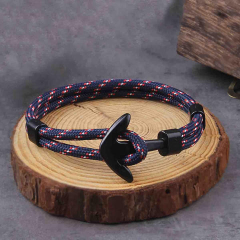 Libela Pulsera de Ancla Para Hombre en Cordon Estilo Nautico, Brazalete Hombre, Pulsera Cuerda y Broche de Ancla