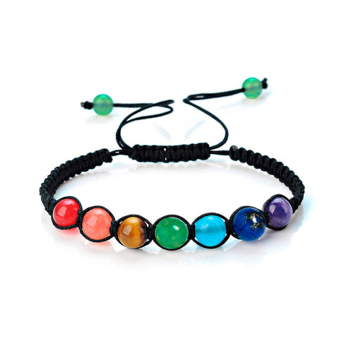 Pulsera de los 7 Chakras con Piedras Semipreciosas 6mm en Hilo Ajustable